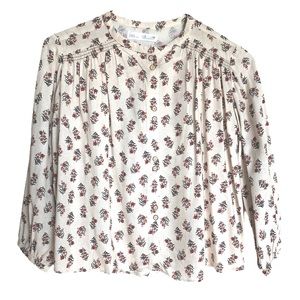 Zara Girls Cream Floral Blouse. Long Sleeve. 8